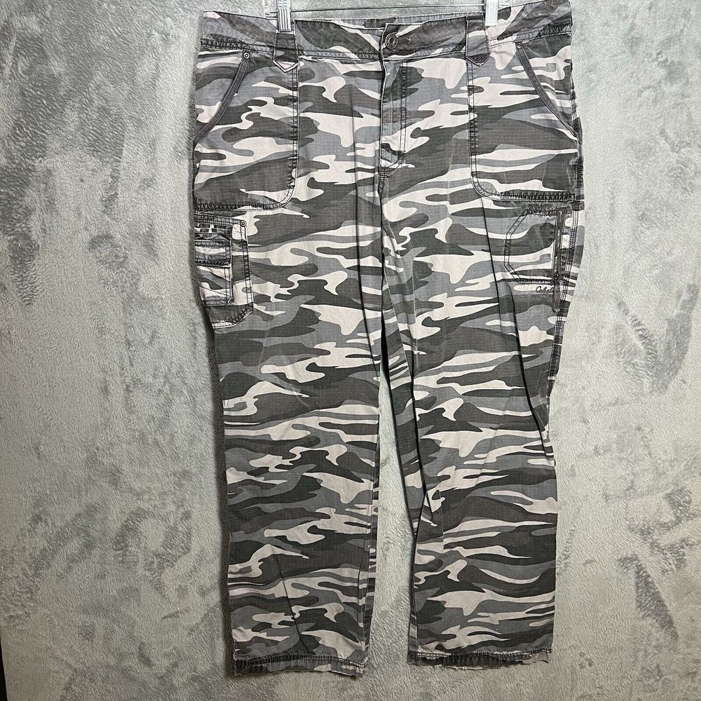 Cabelas Cargo Pants Women 18x31‎ Gray Camouflage Ripstop Straight